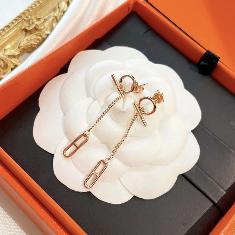 エルメス ファランドール コピー 18K ローズゴールドピアス 3色 H219592B00